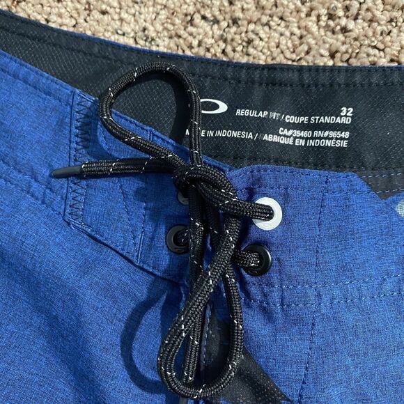 Oakley Boardshorts Mens 32 Blue Black Regular Fit Bathing Suit Swim Trunks Surf - Picture 4 of 6